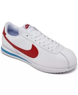 Мужские классические повседневные кроссовки Cortez из кожи от Finish Line Nike, мультиколор 19321211 | white/red/blue