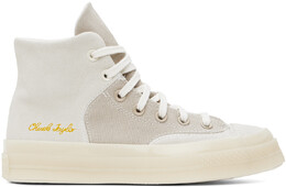 Серо-бежевые высокие кеды из разных материалов Chuck 70 Marquis Converse 14992801 | beach stone/egret/egret