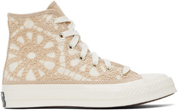 Бело-бежевые высокие кроссовки Chuck 70 Converse 12853771 | oat milk/egret/egret