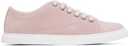 Розовые кроссовки DBB1 из кожи и замши Lanvin 16588191 | pale pink