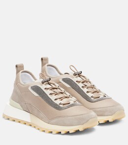Кроссовки Runner из замши и парусины Brunello Cucinelli, Ice p01058343 | ice