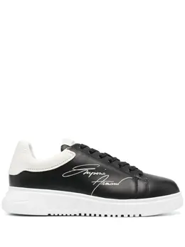 Emporio Armani signature logo-print leather sneakers 16565564