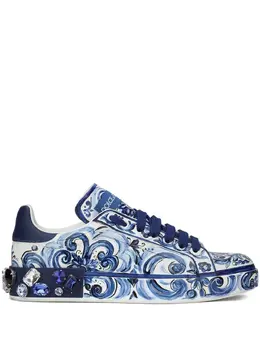 Dolce & Gabbana Portofino Majolica-print leather sneakers 18475495