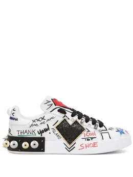 Dolce & Gabbana Portofino patch-detail leather sneakers 18665567