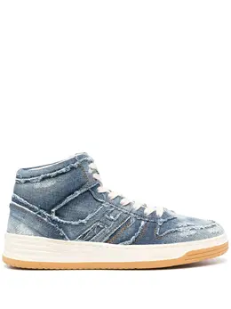 Hogan distressed denim high-top sneakers 19250951