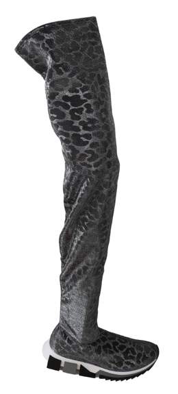 Dolce & Gabbana Gray Leopard High Top Sneakers Booties Shoes - EU35/US4.5 la6442-35
