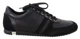 Dolce & Gabbana Black Logo Leather Casual Sneakers Shoes - EU39/US6 mv3913-39