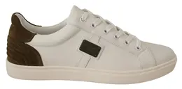 Dolce & Gabbana White Suede Leather Mens Low Tops Sneakers - EU39.5/US6.5 mv3968-39.5