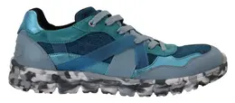 Dolce & Gabbana Blue Gray Leather Sport Low Top Sneakers - EU40/US7 mv4823- 40