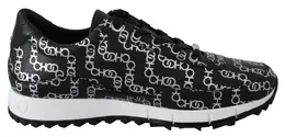 Jimmy Choo Black and Silver Leather Monza Sneakers - EU35.5/US5.5 194611097341