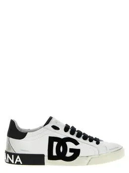Dolce & Gabbana-Portofino Sneakers Bianco/Nero-Uomo 51731818643796
