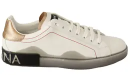 Dolce & Gabbana White Gold Leather Low Top Sneakers Casual Shoes - EU39.5/US6.5 mv4628- 39.5