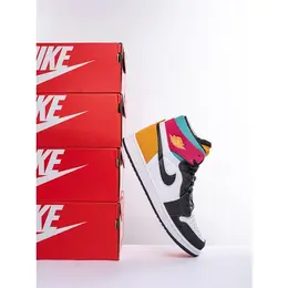 Кроссовки Nike Air Jordan 1 Zoom, размер 8.5US, белый, бирюзовый, оранжевый, черный, мультиколор, красный 101946792230
