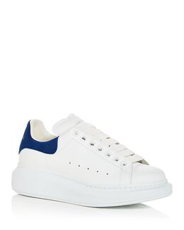 Женские замшевые кроссовки большого размера на каблуке Alexander McQueen 3486992 | white/navy
