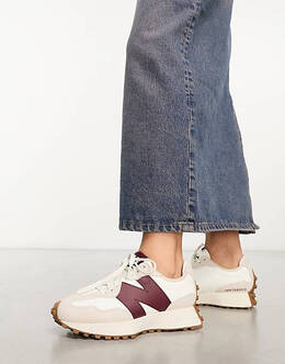 Кроссовки New Balance 327 кремового и бордового цветов. 200495789 | off white/burgundy