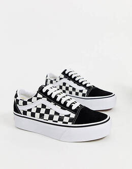 Черно-белые кроссовки на платформе Vans Checkerboard Old Skool 204521940 | black