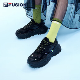 Кроссовки женские Fila Fusion на толстой подошве, черный / салатовый 100058738661