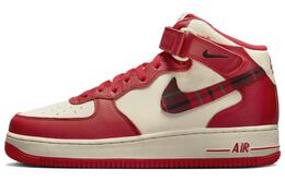 Кроссовки Nike Air Force 1 Mid '07 LX в клетку кремово-красные dv0792-101