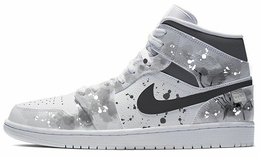 Jordan Баскетбольные кроссовки Air 1 Mid White Mid Top Vintage женские, черно-бело-серые 554725-126(teamm-女款水墨丹青黑白灰)
