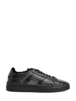 Santoni Утепленные мехом кеды из полированной кожи с эффектом патины 240924