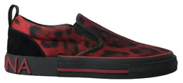 Dolce & Gabbana Red Black Leopard Loafers Sneakers Shoes - EU39/US6 mv5090-39