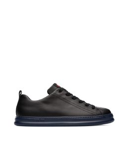 Мужские черные кожаные кроссовки на синей подошве Camper, черный 8431319093353 | negro