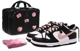Кроссовки Nike Dunk Skateboard Shoes Women's Low-Top Black Pink cw1590-100(team拾玖-黑粉勾s-box）