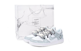 Nike Dunk GS Скользоустойчивые, Износостойкие, Легкие Низкие Кроссовки для Скейтбординга Серый Белый dh9765-100(team拾伍-女款纸飞机灰白sbox)