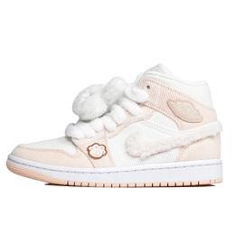 Jordan Баскетбольные кроссовки Air 1 Mid SE Vintage, женские, белые, розовые da8009-108(teamp-灯芯绒兔兔绒毛钩子box)