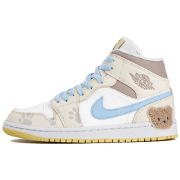 Jordan Баскетбольные кроссовки Air 1 High-Top Vintage, женские, белые, желтые bq6472-701(team4-女款小熊跳舞) | lemon