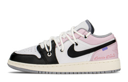Jordan Баскетбольные кроссовки Air 1 Low FZBB Low Top Vintage GS Pink Black 553560-053(teama-aj女粉小恶魔)