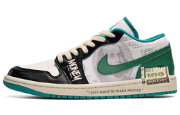 Jordan Баскетбольные кроссовки Air 1 Low Top Vintage женские, зеленые, белые, черные dc0774-132(teame-女款money绿白黑)