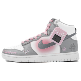 Кроссовки Nike Dunk High-Top Unisex серо-розовые, светло-серые do2321-111(team4-男女款头号玩家) | light gray