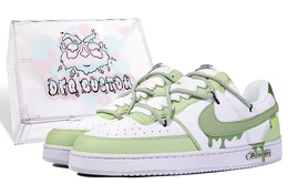 Nike Кроссовки для скейтборда Court Vision 1 Da Vinci Custom, Matcha Escape Low Top, унисекс, зеленые, белые dh2987-101(teamm-抹茶逃逸-box) | light green
