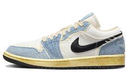 Кроссовки 1 Low SE WRMK Sashiko Denim Jordan, белый/синий/черный fn7670-493 | white blue black