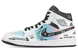 Jordan Баскетбольные кроссовки Air 1 Mid FZBB с высоким верхом и противоскользящим покрытием, мужские, синие, розовые 554724-170(teama-aj1男款赛博棉花糖)