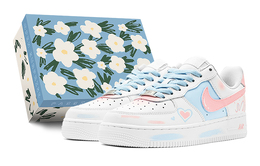 Nike Кроссовки для скейтбординга Air Force 1 Low Top GS, синие, розовые dh2920-111(teams-粉蓝爱心女s-box) | sky blue