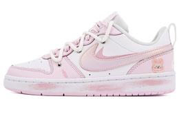 Nike Кроссовки Court Borough 2 с низким верхом, устойчивые к истиранию и скольжению, GS, белые/розовые dq0492-100(team107-粉红玉兔) | pink