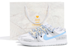 Nike Кроссовки для скейтбординга Dunk, легкие, износостойкие, с низким верхом, мужские, серо-синие dv0831-101(team32-男款灰蓝白做旧sbox) | gray blue