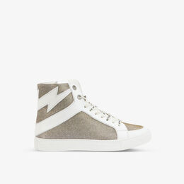 ZV1747 Высокие кроссовки High Flash из блестящей кожи и сетки Zadig & Voltaire, серебряный r03910043 | silver