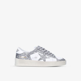 Женские низкие кеды Stardan 80185 из кожи и блесток Golden Goose, серебряный r03967199 | silver