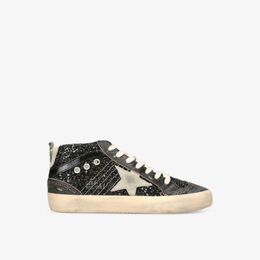Кожаные кроссовки средней длины Mid Star 90365 с блестками Golden Goose, черный r04252676 | black/comb
