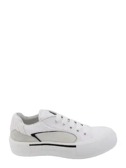 Alexander McQueen-Leather And Canvas Sneakers-Uomo 52367910699348