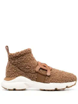 Tod's shearling logo-plaque sneakers 20062284