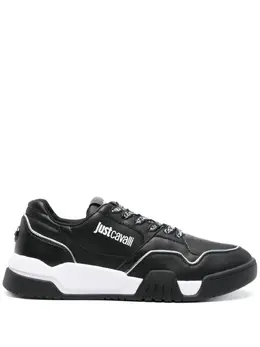 Just Cavalli logo-print metallic leather sneakers 20228102