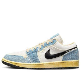 Nike Кроссовки Air Jordan 1 Low SE WRMK 'Sashiko Denim', цвет ashen slate/black-pale ivory-sesame fn7670-493 | ashen slate/black-pale ivory-sesame