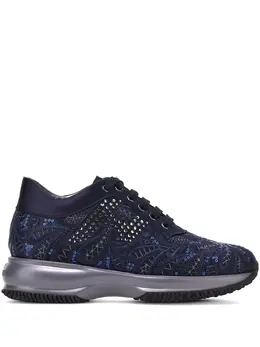 Hogan Interactive floral-embroidered sneakers 22878006