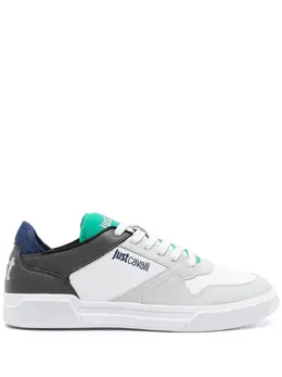 Just Cavalli logo-print panelled leather sneakers 20227465