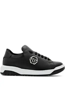 Philipp Plein logo-appliqué leather sneakers 22221834