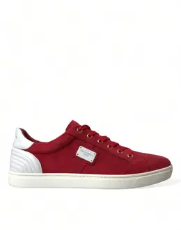 Dolce & Gabbana Red Suede Leather Men Low Top Sneakers Shoes - EU41/US8 mv5431-41